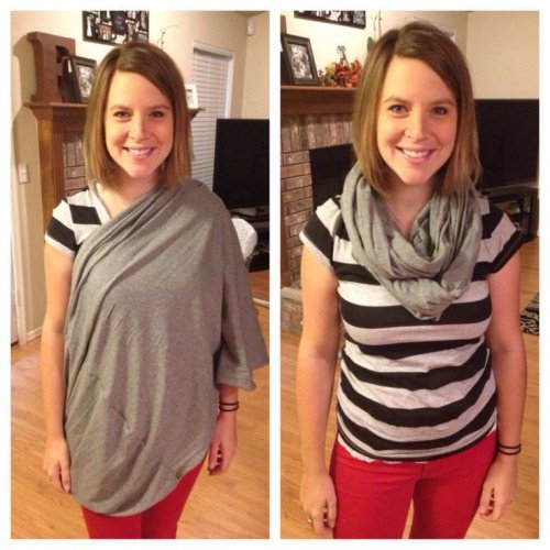 特殊なブランケットを着た女性 母乳育児